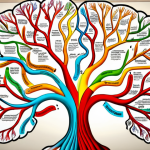 **Prompt:** A vibrant mind map with colorful branches connecting knowledge areas, symbolizing interconnected learning, digital art style.