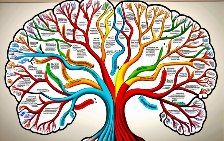 **Prompt:** A vibrant mind map with colorful branches connecting knowledge areas, symbolizing interconnected learning, digital art style.