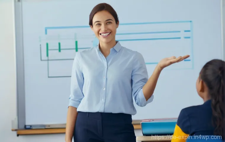 메타포를 통한 복잡한 아이디어 단순화 - **Prompt:** A friendly, approachable female teacher in her late 30s, dressed in smart-casual attire ...