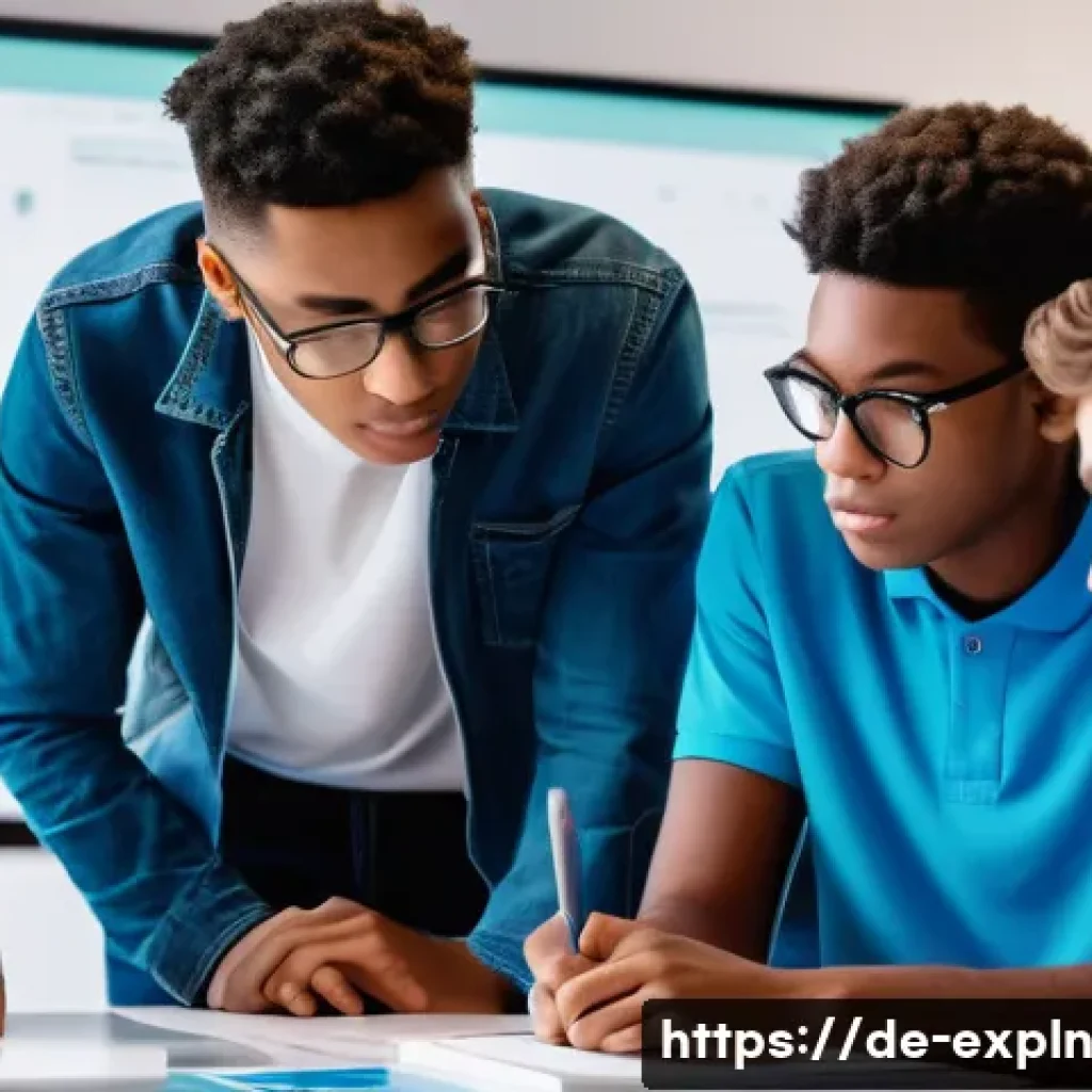 유추의 활용  교육에서의 적용 - A diverse group of five teenagers (approximately 15-17 years old), dressed in modern, casual attire,...