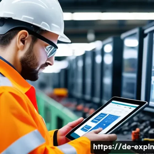 유추의 활용  기술적 문제 해결 사례 - A modern industrial maintenance technician in a high-tech factory environment, carefully examining m...