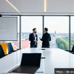 Home 20 유추를 통한 팀워크 향상 방법 - A diverse professional team engaged in a dynamic brainstorming session around a modern conference ta...