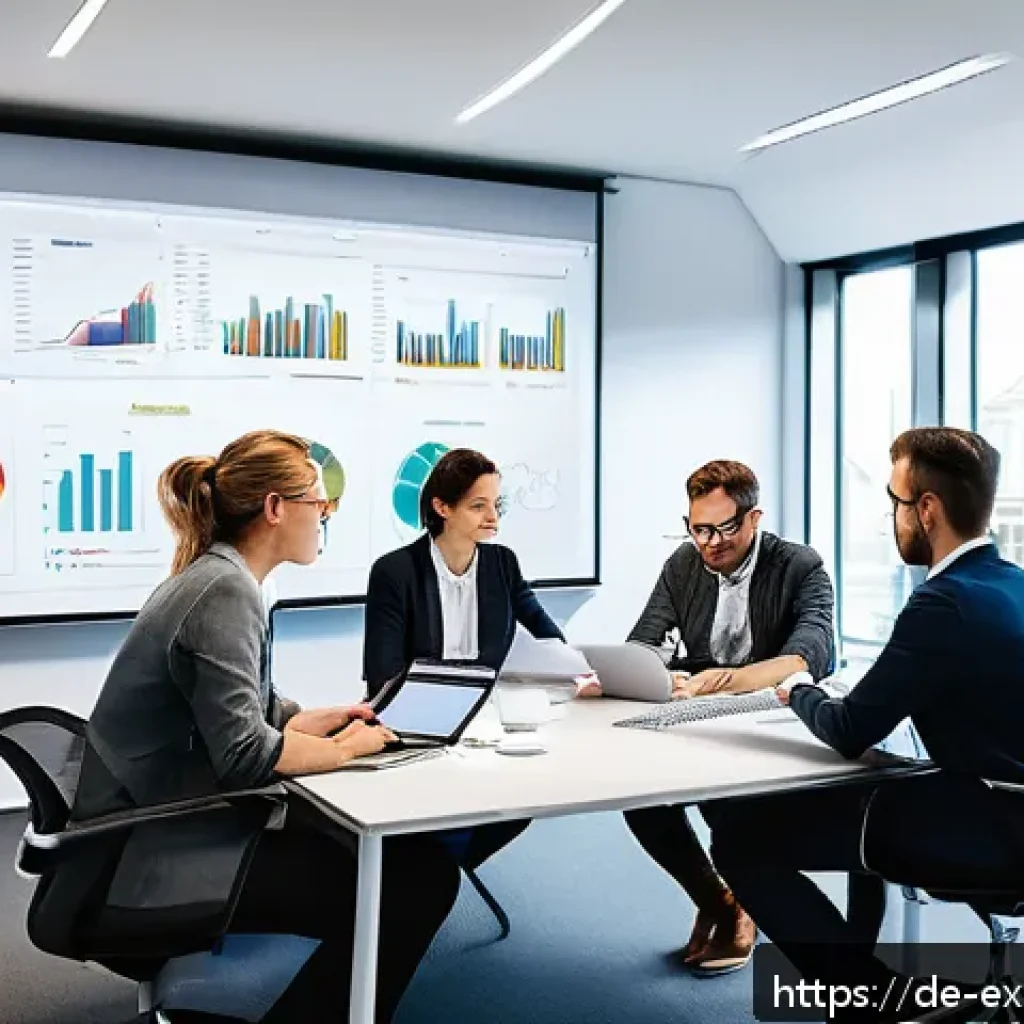유추의 효과  문제 해결에의 적용 - A modern office meeting room in Germany with a diverse team of professionals collaboratively analyzi...