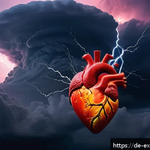 Home 30 메타포를 통한 감정 표현 방법 - A vivid metaphorical scene depicting a stormy heart: a large, turbulent storm cloud swirling intense...