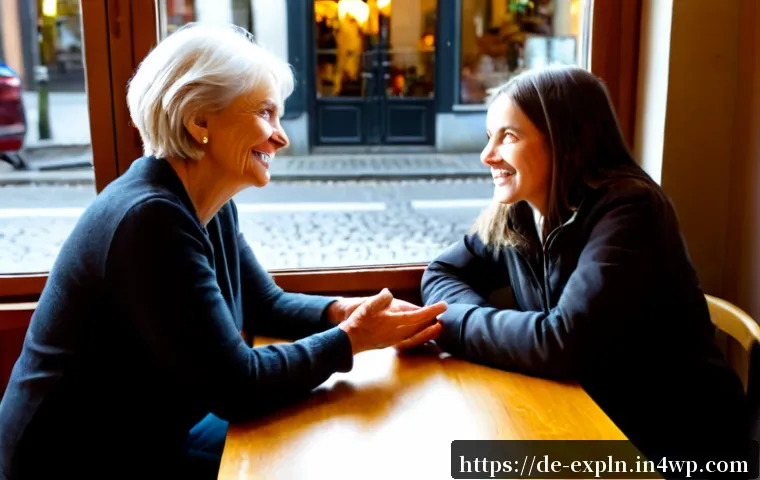 Home 17 유추의 역할 사회적 상호작용에서 - Photorealistic candid scene in a cozy German neighborhood café, an older woman warmly explaining a f...